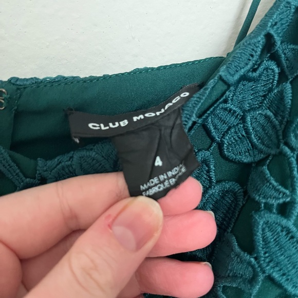 Like-New Club Monaco Emerald Green Tea Length Lace Dress Size 4 - Picture 8 of 8